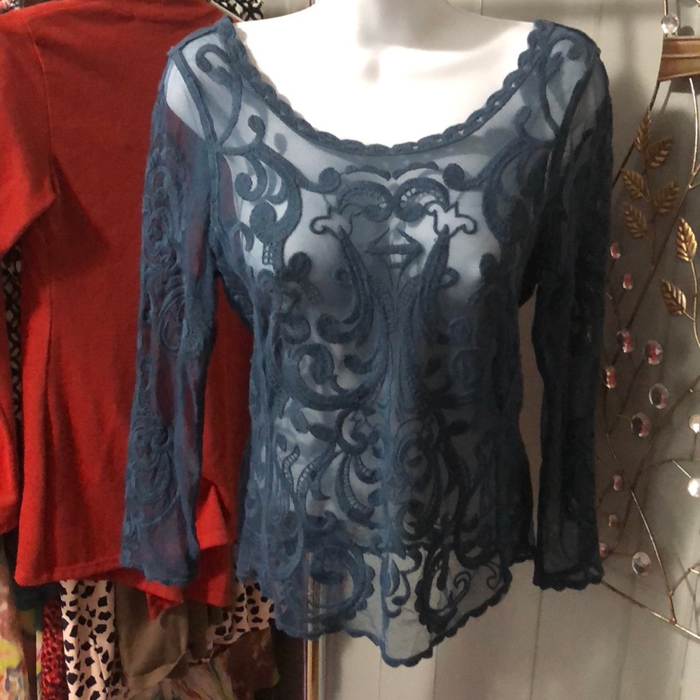 Express blue lace top size XS - Picture 1 of 4